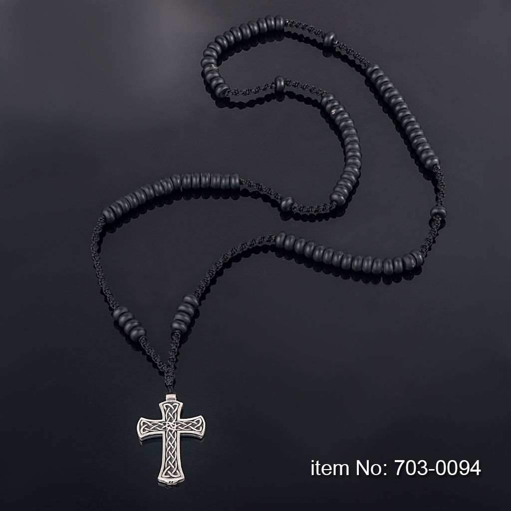 925° Ασημένιο  Μασιφ Ροζάριο χειροποίητο με σταυρό,αλυσιδα & μαύρο onyx