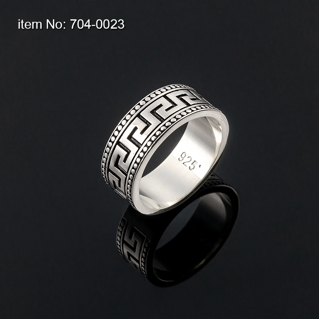 Sterling Silver Greek Key design Ring